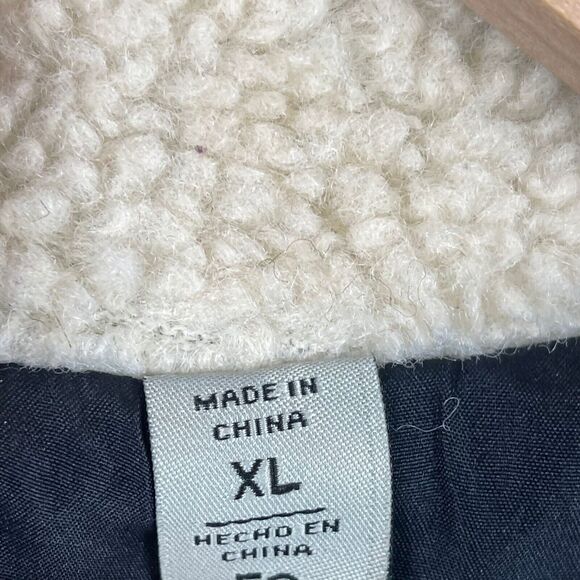 Levi's Puffer Jacket Men's XL Navy Brown Colorblock Fleece Shirttail Woodsman - Picture 8 of 11